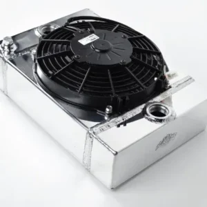 CSF RACE UNIVERSAL DRAG RACE / TRUCK RADIATOR -10.5H X 10L X 3.6W (5.65 W/FAN) - INCLUDES INLET OUTLET KIT, FAN AND BRACKETS