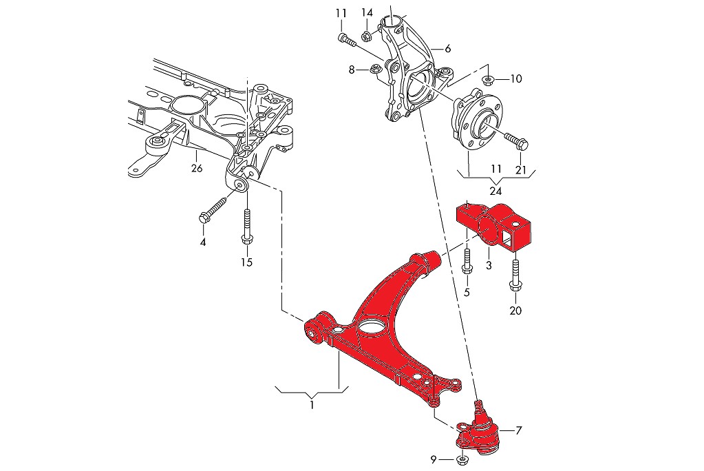 Verkline Adjustable tubular front race wishbones Audi TT TTS TTRS 8J RS3 S3 A3 8P VW Golf Mk5 Mk6 Sirocoo Seat Leon